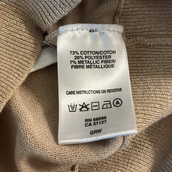 DKNYC Tan Shimmer 3/4 Sleeve Top Lightweight Sweater Like New size S Small - Picture 7 of 7